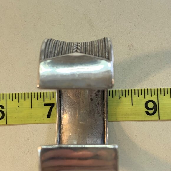 VTG Sterling Silver 925 Textured Twist Rope Design Cuff Bracelet Size 1.25" Wide - Picture 6 of 15